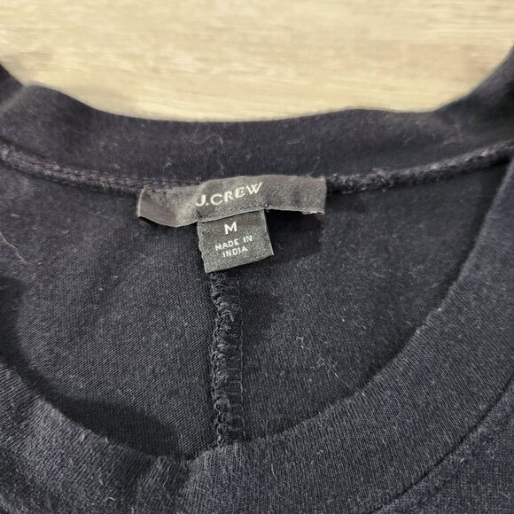 J. Crew Black & Beige Striped Midi Dress Short Sleeve Cotton Womens Size M - Picture 6 of 16